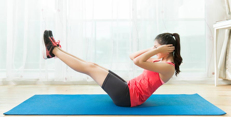 Women exercising at home